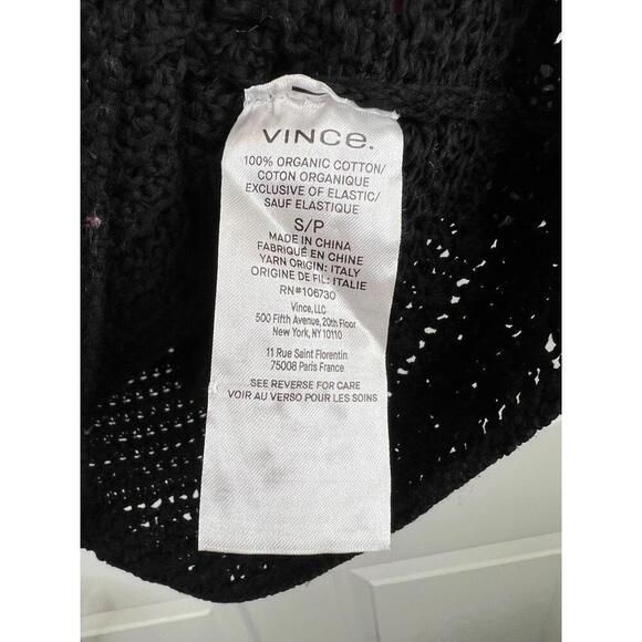 Vince Black Crochet Short Sleeves Open Shoulder Womens Top Size Small Organic - Picture 9 of 12